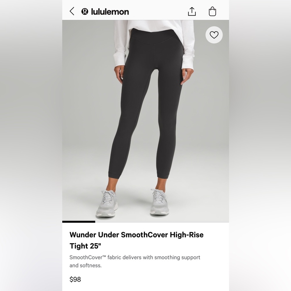 lululemon wunder under smoothcover high rise 25’’